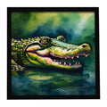 Alligator Framed Metal Print Bathroom, Kitchen, Office, Home Decor Wall Art Ready to Hang, Square, 8X8