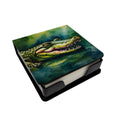 Alligator PU Leather Note Paper Holder with Artist-Designed Cover, Desk Accessory, Office Gift
