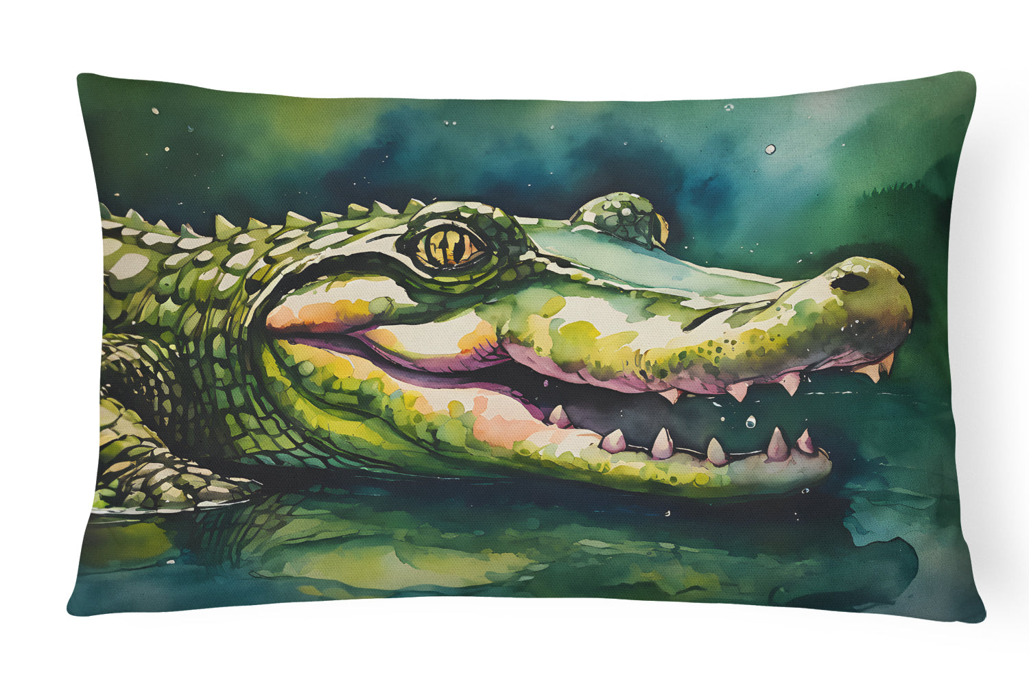 Alligator Decorative Throw Pillow 12x16 Indoor Outdoor Accent Cushion, Fabric Cover with Insert for Sofa, Bed, Porch & Living Room