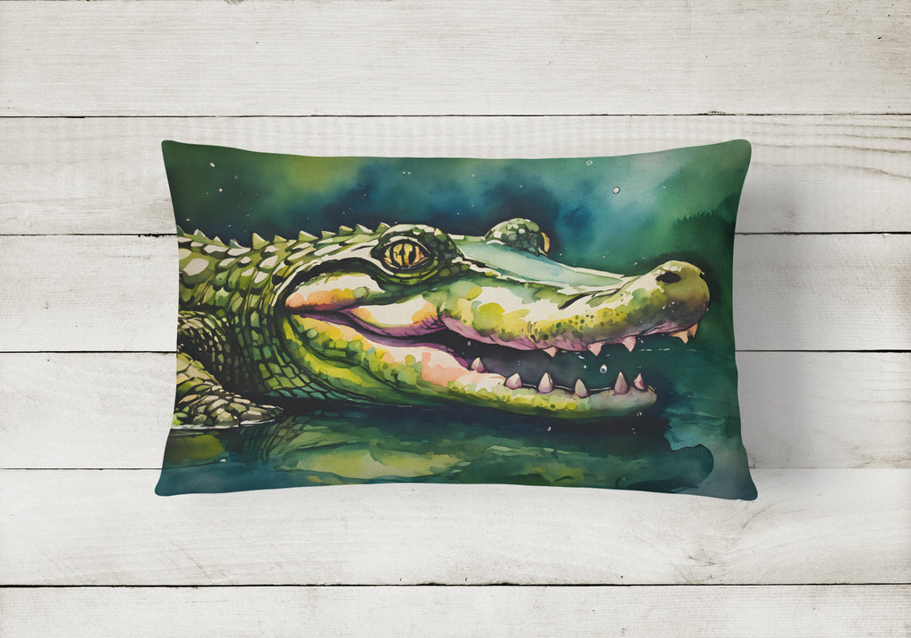 Alligator Decorative Throw Pillow 12x16 Indoor Outdoor Accent Cushion, Fabric Cover with Insert for Sofa, Bed, Porch & Living Room
