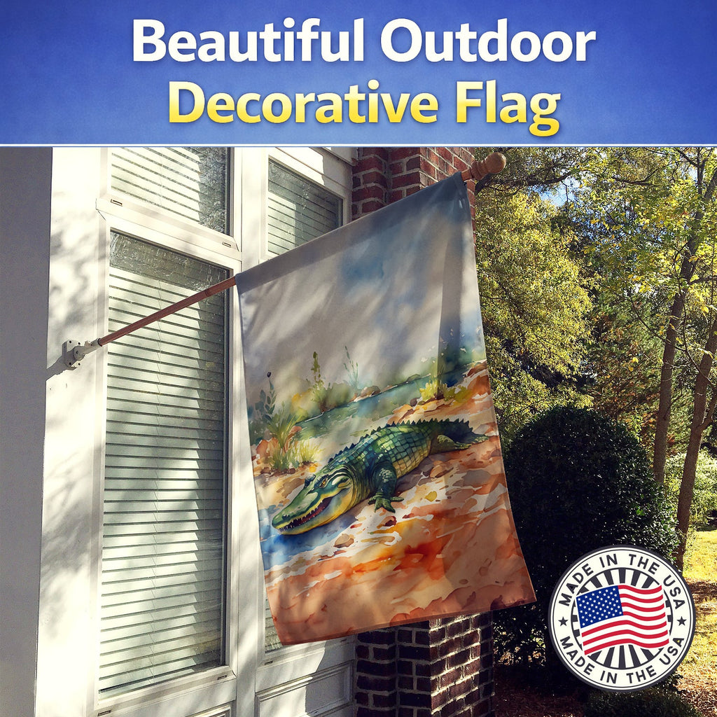 Alligator House Flag 28x40 Porch Sleeve Pole Decorative Outside Yard Banner Artwork Wall Hanging, Polyester