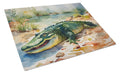 Alligator Cutting Board Tempered Glass Kitchen Cutting Surface, Heat Resistant Chopping, Non-Slip Feet, Food Prep & Serving
