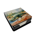 Alligator PU Leather Note Paper Holder with Artist-Designed Cover, Desk Accessory, Office Gift