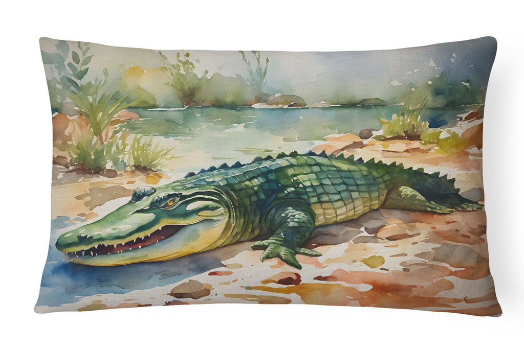 Alligator Decorative Throw Pillow 12x16 Indoor Outdoor Accent Cushion, Fabric Cover with Insert for Sofa, Bed, Porch & Living Room
