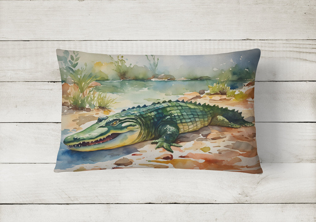 Alligator Decorative Throw Pillow 12x16 Indoor Outdoor Accent Cushion, Fabric Cover with Insert for Sofa, Bed, Porch & Living Room