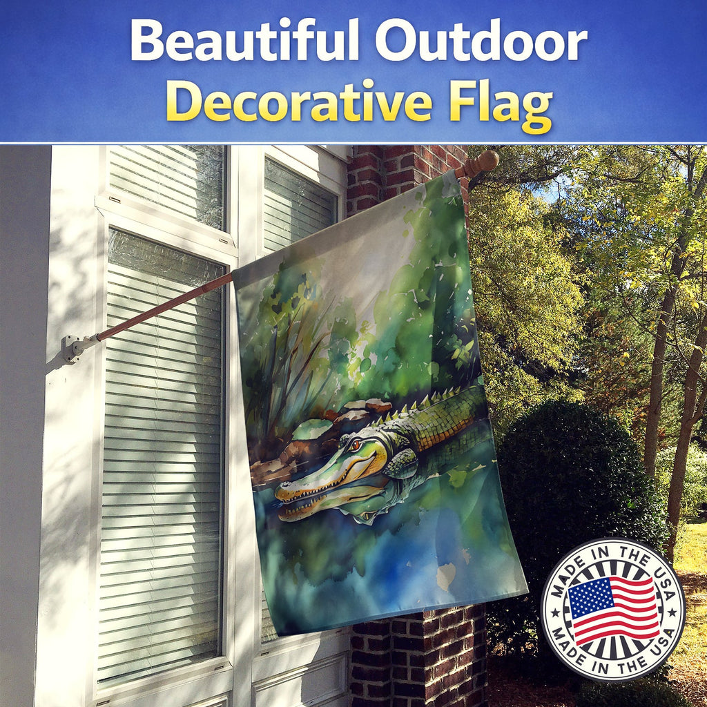 Alligator House Flag 28x40 Porch Sleeve Pole Decorative Outside Yard Banner Artwork Wall Hanging, Polyester