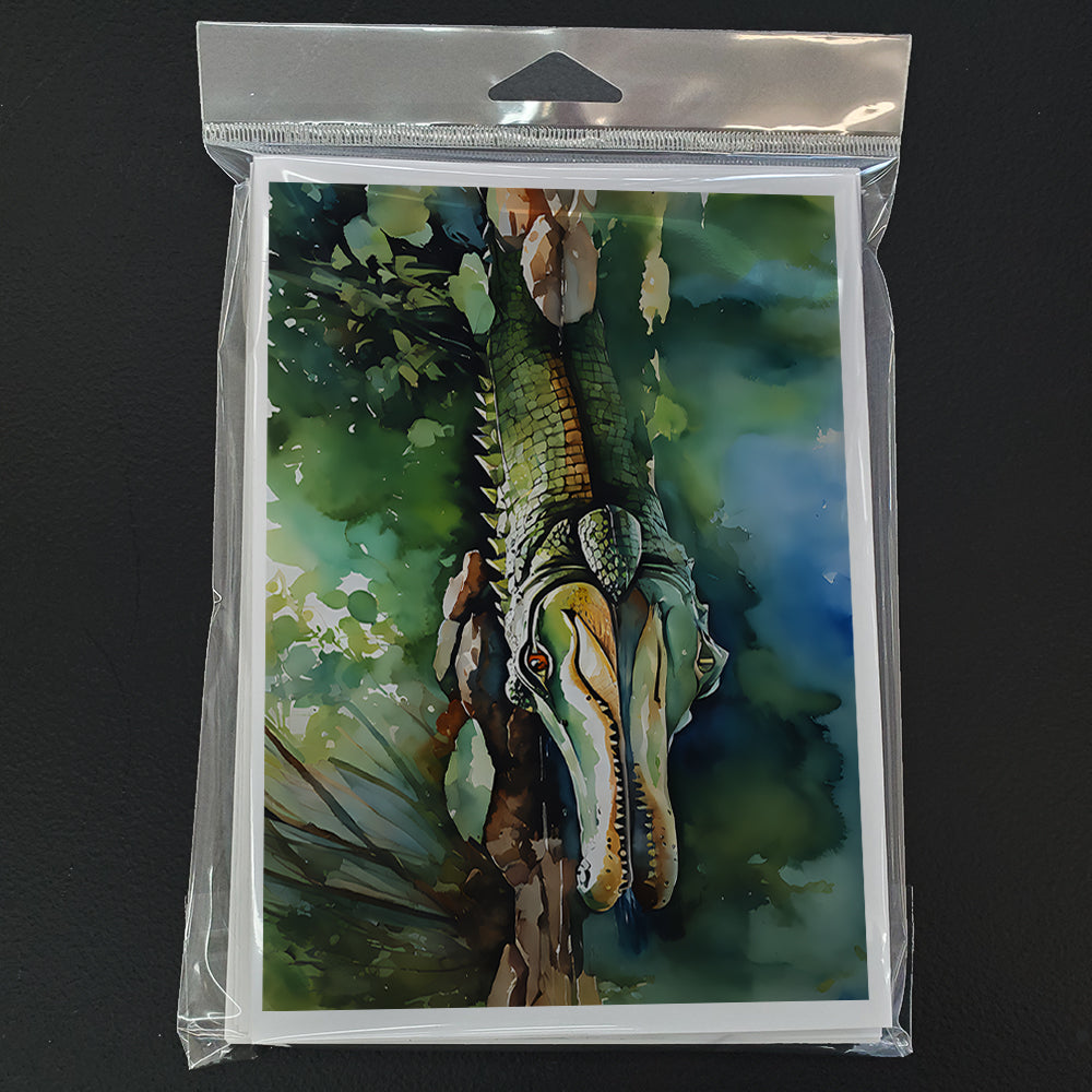 Alligator Greeting Cards Pack of 8 Blank Cards with Envelopes Whimsical A7 Size 5x7