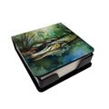 Alligator PU Leather Note Paper Holder with Artist-Designed Cover, Desk Accessory, Office Gift