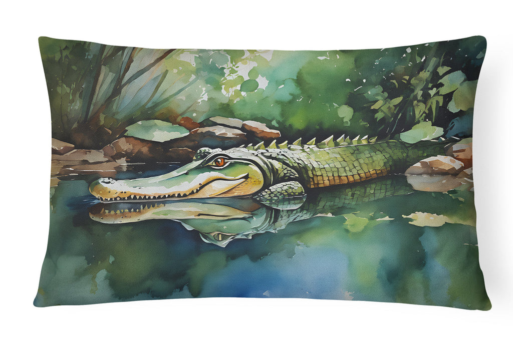 Alligator Decorative Throw Pillow 12x16 Indoor Outdoor Accent Cushion, Fabric Cover with Insert for Sofa, Bed, Porch & Living Room