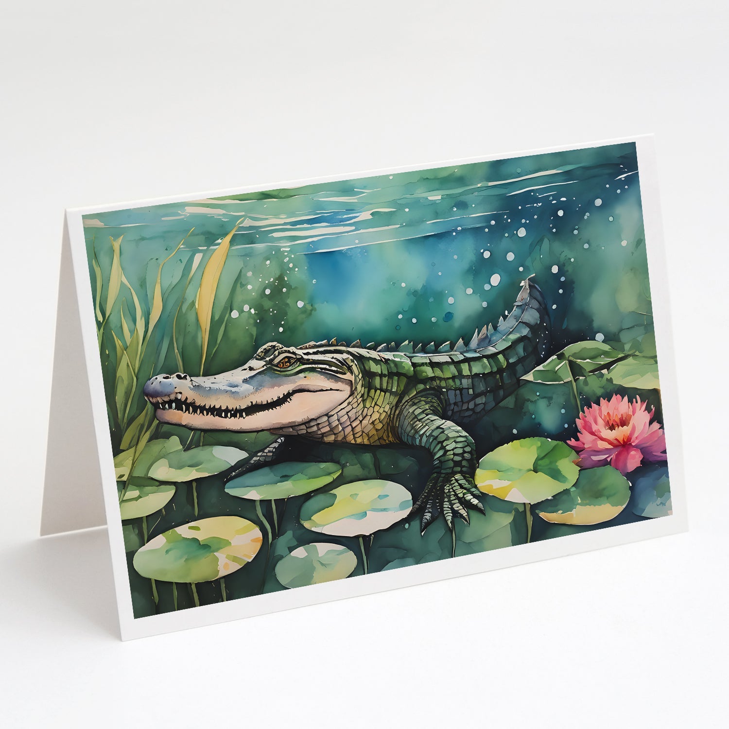 Alligator Greeting Cards Pack of 8 Blank Cards with Envelopes Whimsical A7 Size 5x7