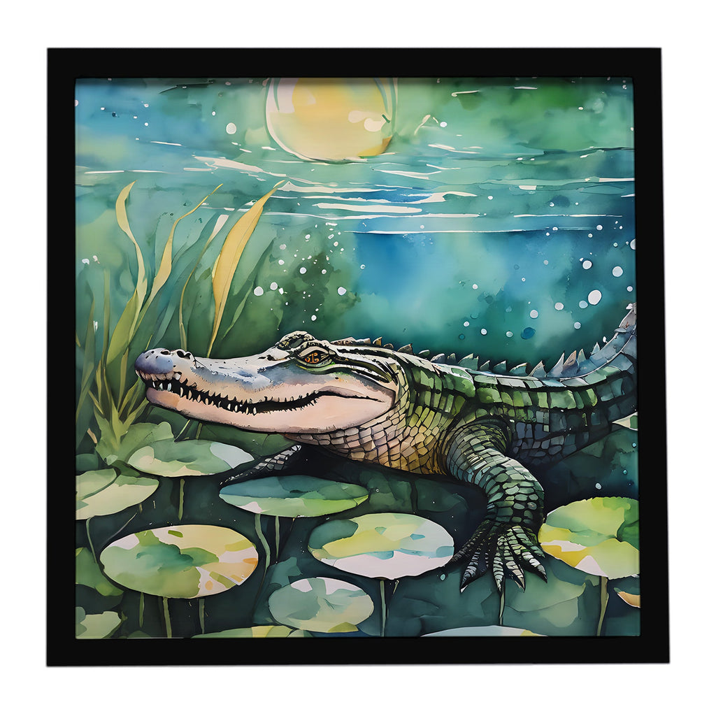 Alligator Framed Metal Print Bathroom, Kitchen, Office, Home Decor Wall Art Ready to Hang, Square, 8X8