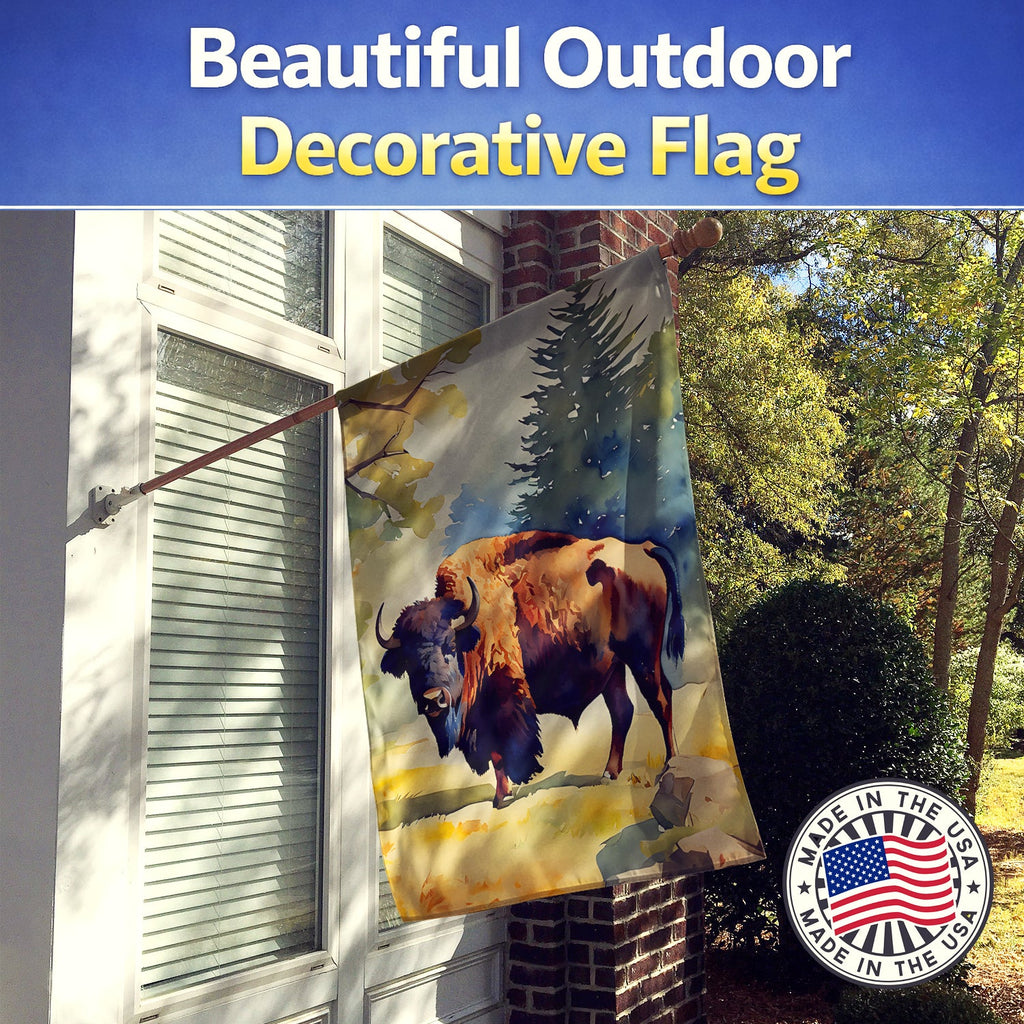 American Bison House Flag 28x40 Porch Sleeve Pole Decorative Outside Yard Banner Artwork Wall Hanging, Polyester