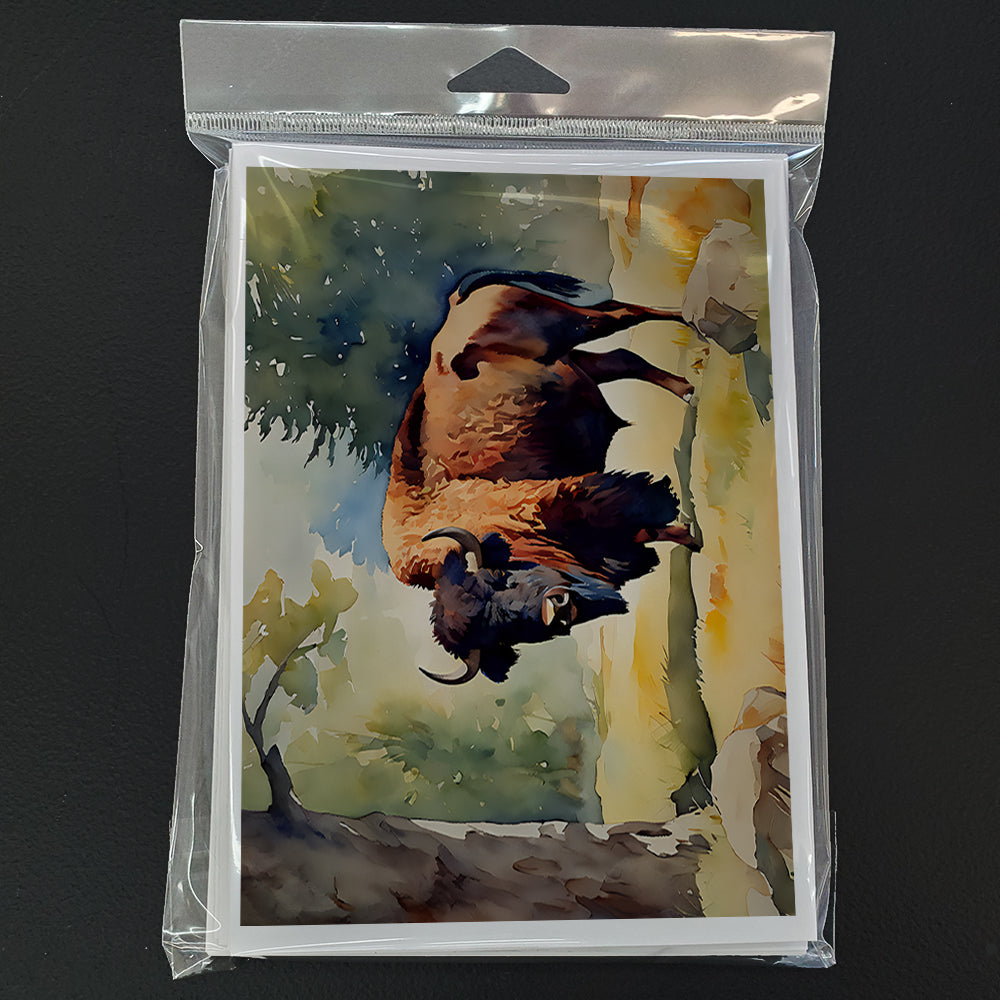 American Bison Greeting Cards Pack of 8 Blank Cards with Envelopes Whimsical A7 Size 5x7