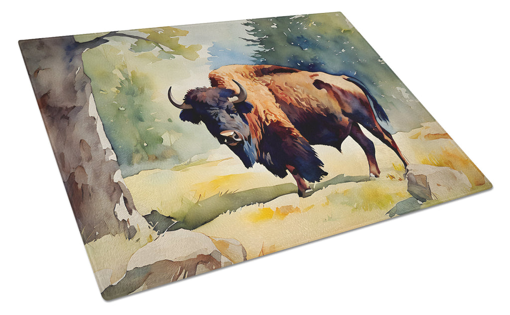 American Bison Cutting Board Tempered Glass Kitchen Cutting Surface, Heat Resistant Chopping, Non-Slip Feet, Food Prep & Serving