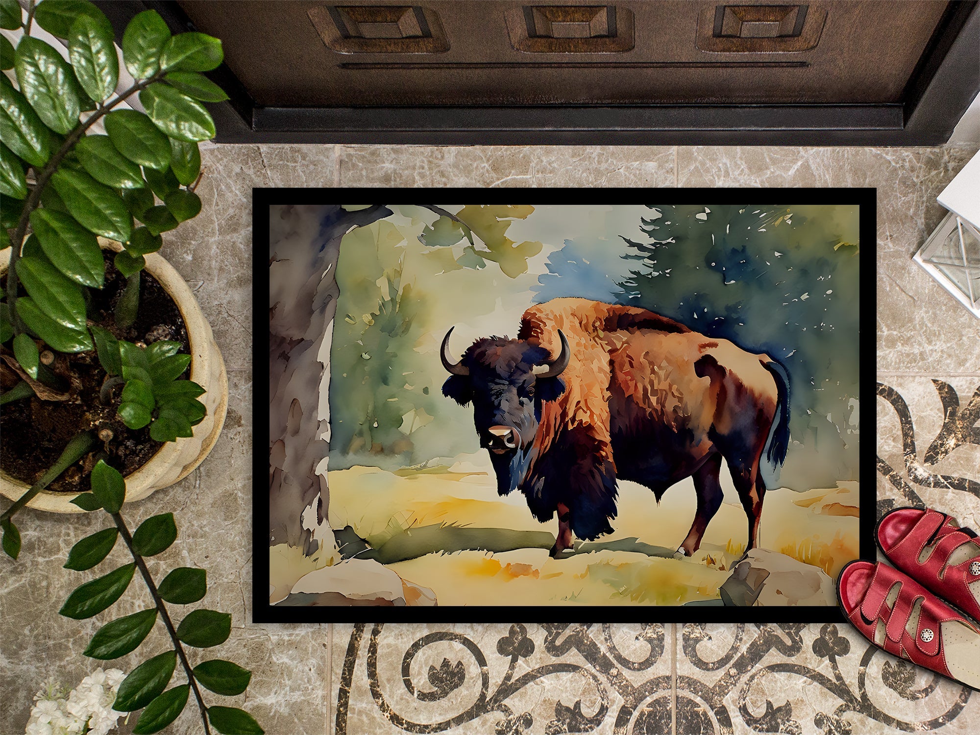 American Bison Doormat Indoor Outdoor 18H X 27W Front Door Mat Rugs for Entryway, Non Slip Washable
