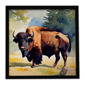 American Bison Framed Metal Print Bathroom, Kitchen, Office, Home Decor Wall Art Ready to Hang, Square, 8X8