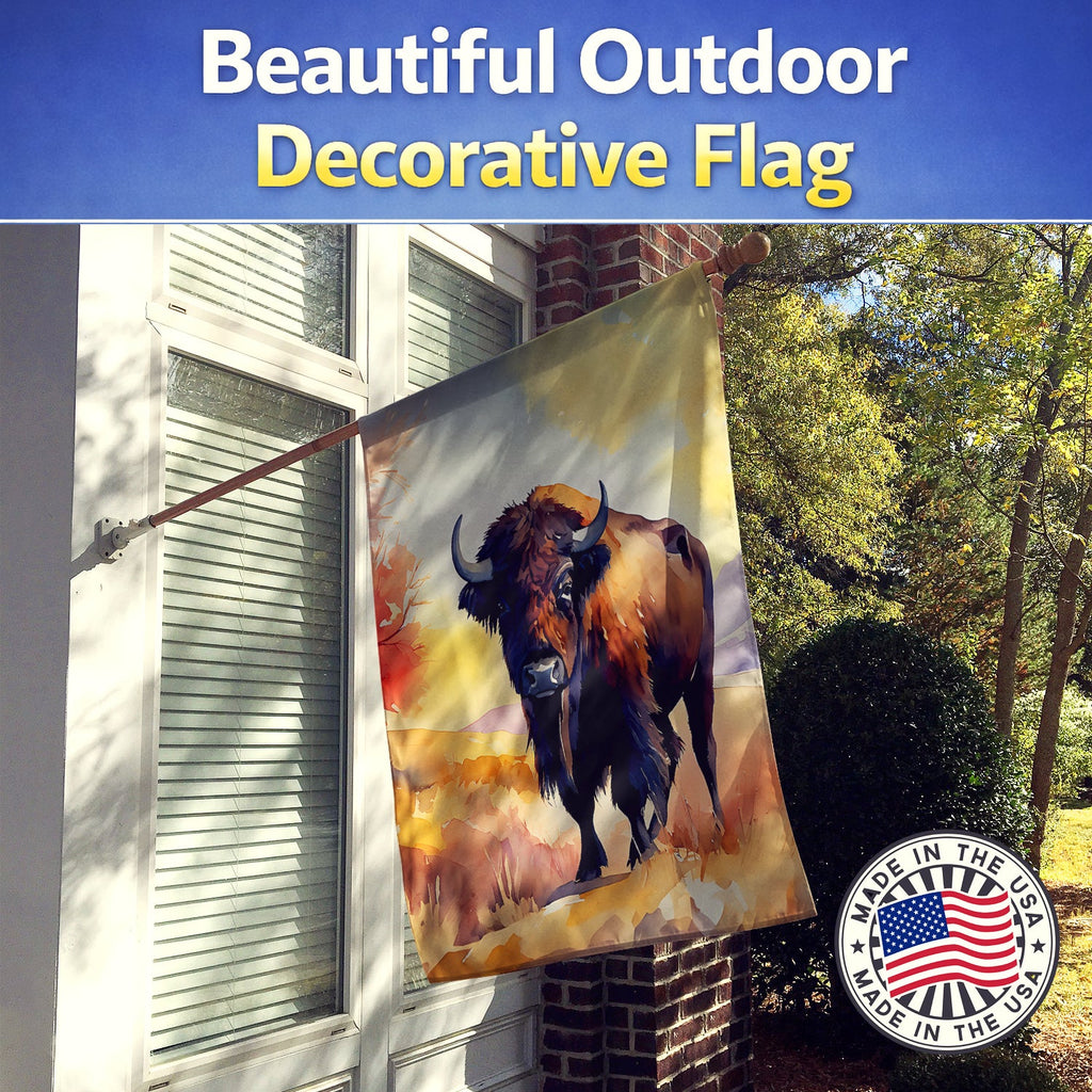 American Bison House Flag 28x40 Porch Sleeve Pole Decorative Outside Yard Banner Artwork Wall Hanging, Polyester