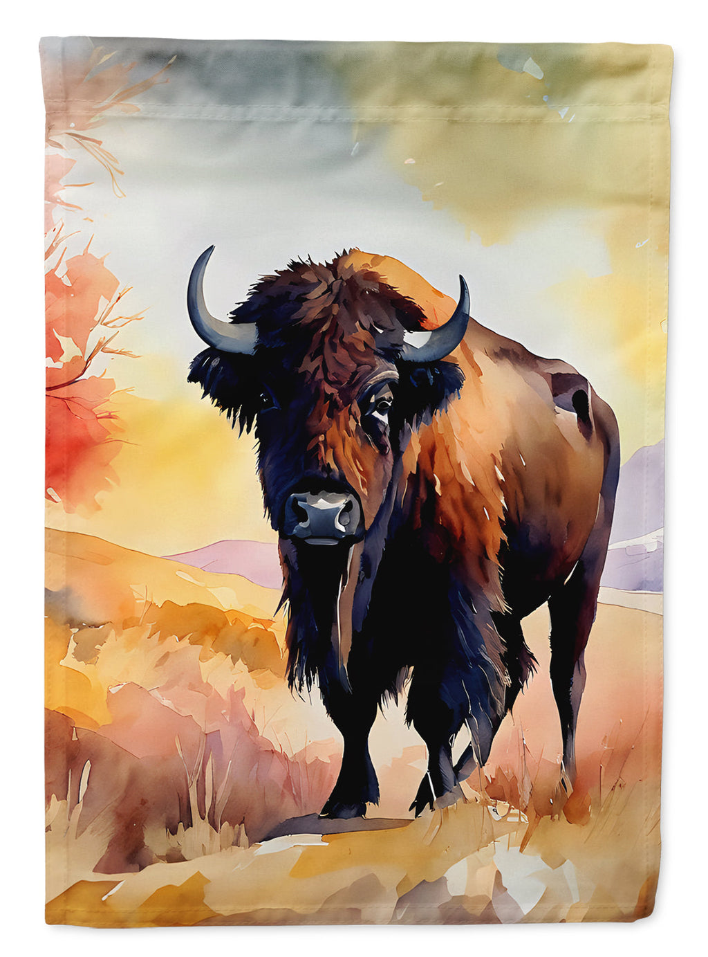 American Bison House Flag 28x40 Porch Sleeve Pole Decorative Outside Yard Banner Artwork Wall Hanging, Polyester
