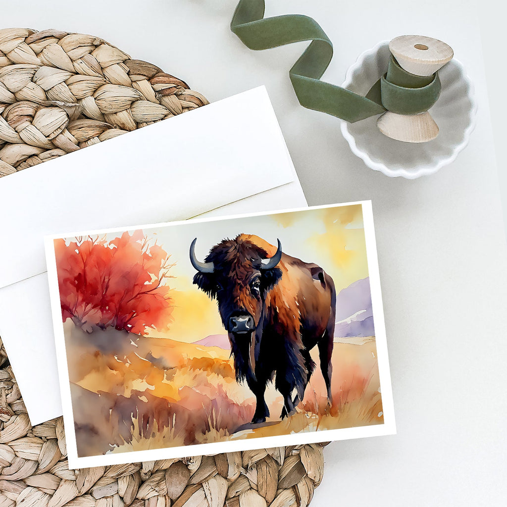 American Bison Greeting Cards Pack of 8 Blank Cards with Envelopes Whimsical A7 Size 5x7
