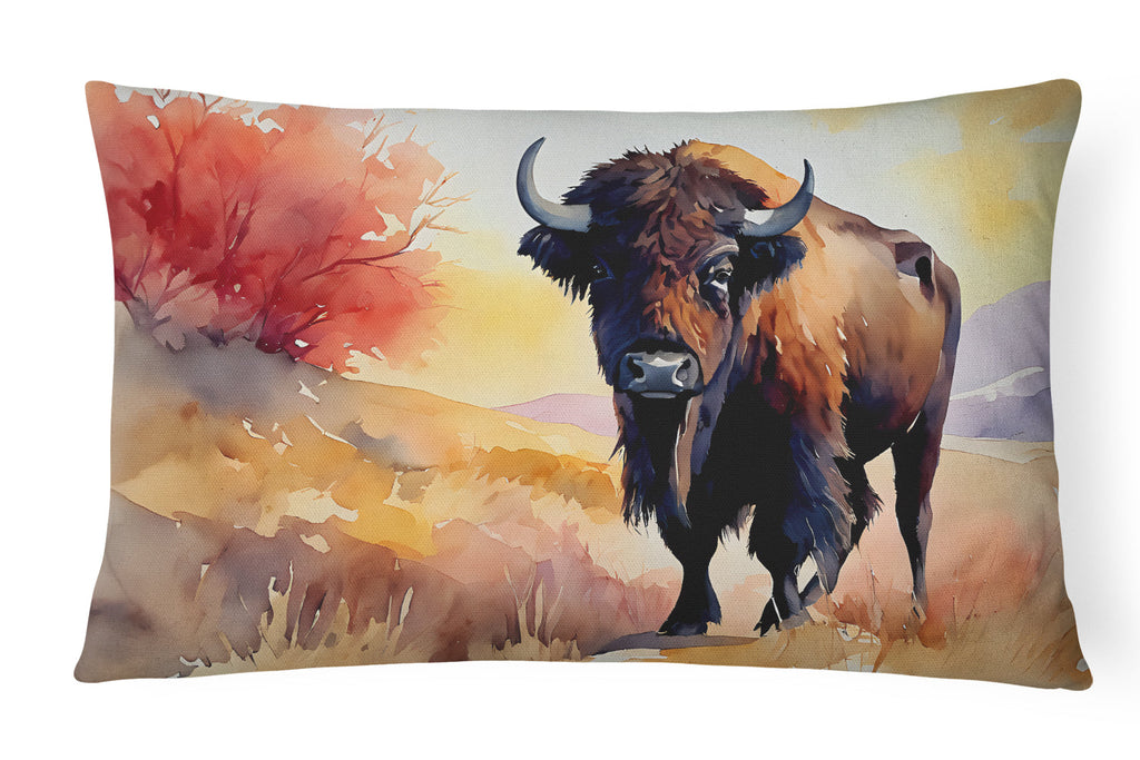 American Bison Decorative Throw Pillow 12x16 Indoor Outdoor Accent Cushion, Fabric Cover with Insert for Sofa, Bed, Porch & Living Room