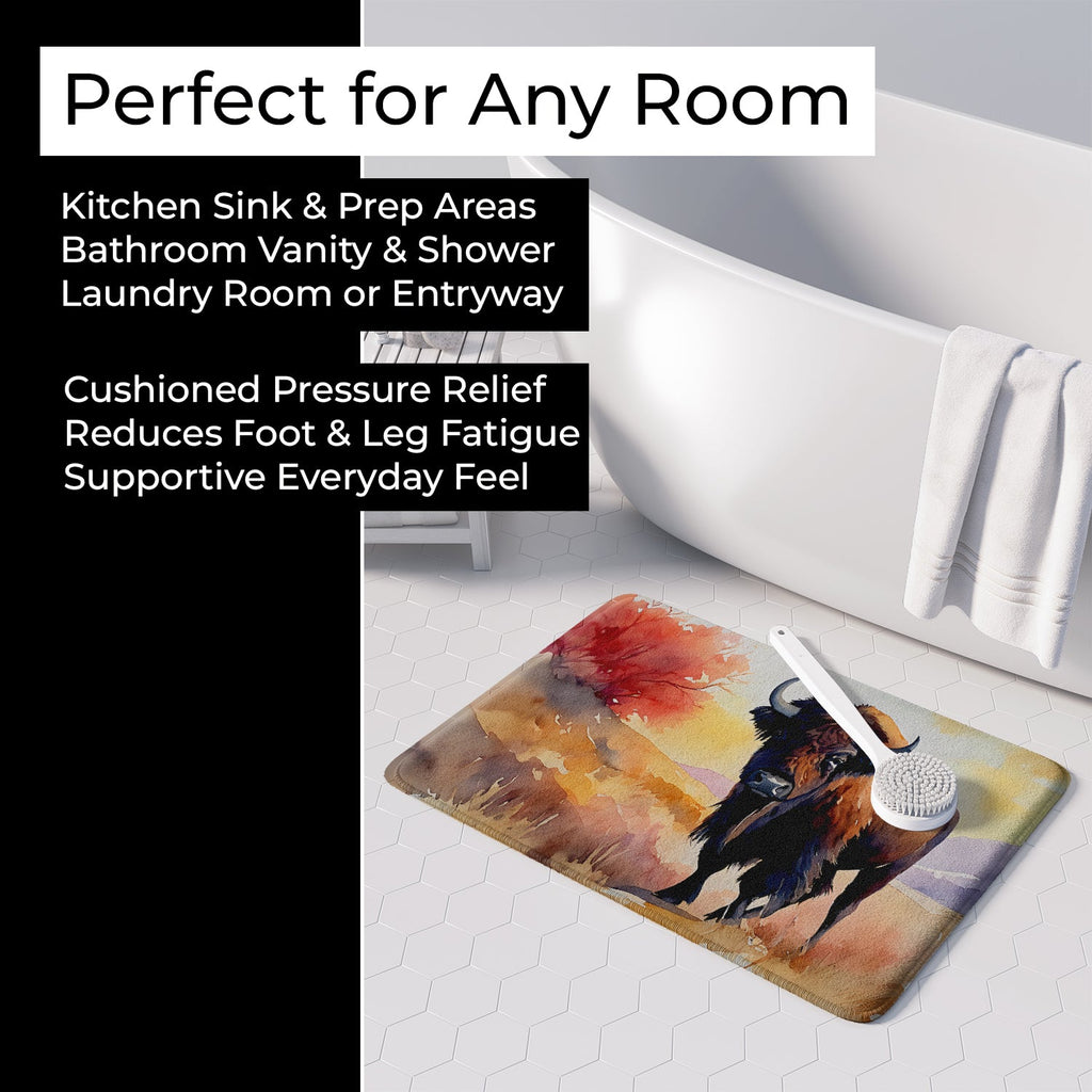 American Bison Memory Foam Kitchen Mat Machine Washable Anti-Fatigue Cushion Comfort Bath or Kitchen Rug