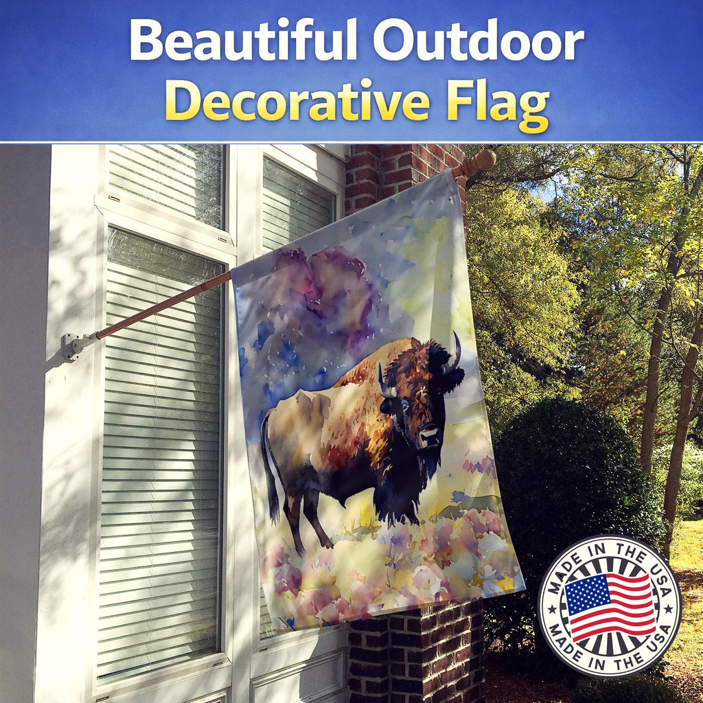 American Bison House Flag 28x40 Porch Sleeve Pole Decorative Outside Yard Banner Artwork Wall Hanging, Polyester