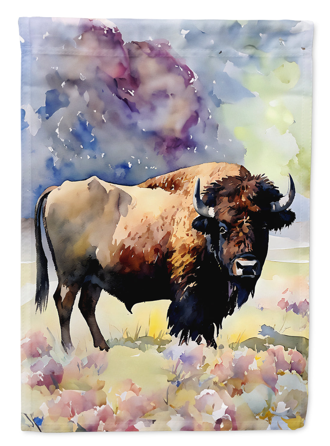 American Bison House Flag 28x40 Porch Sleeve Pole Decorative Outside Yard Banner Artwork Wall Hanging, Polyester