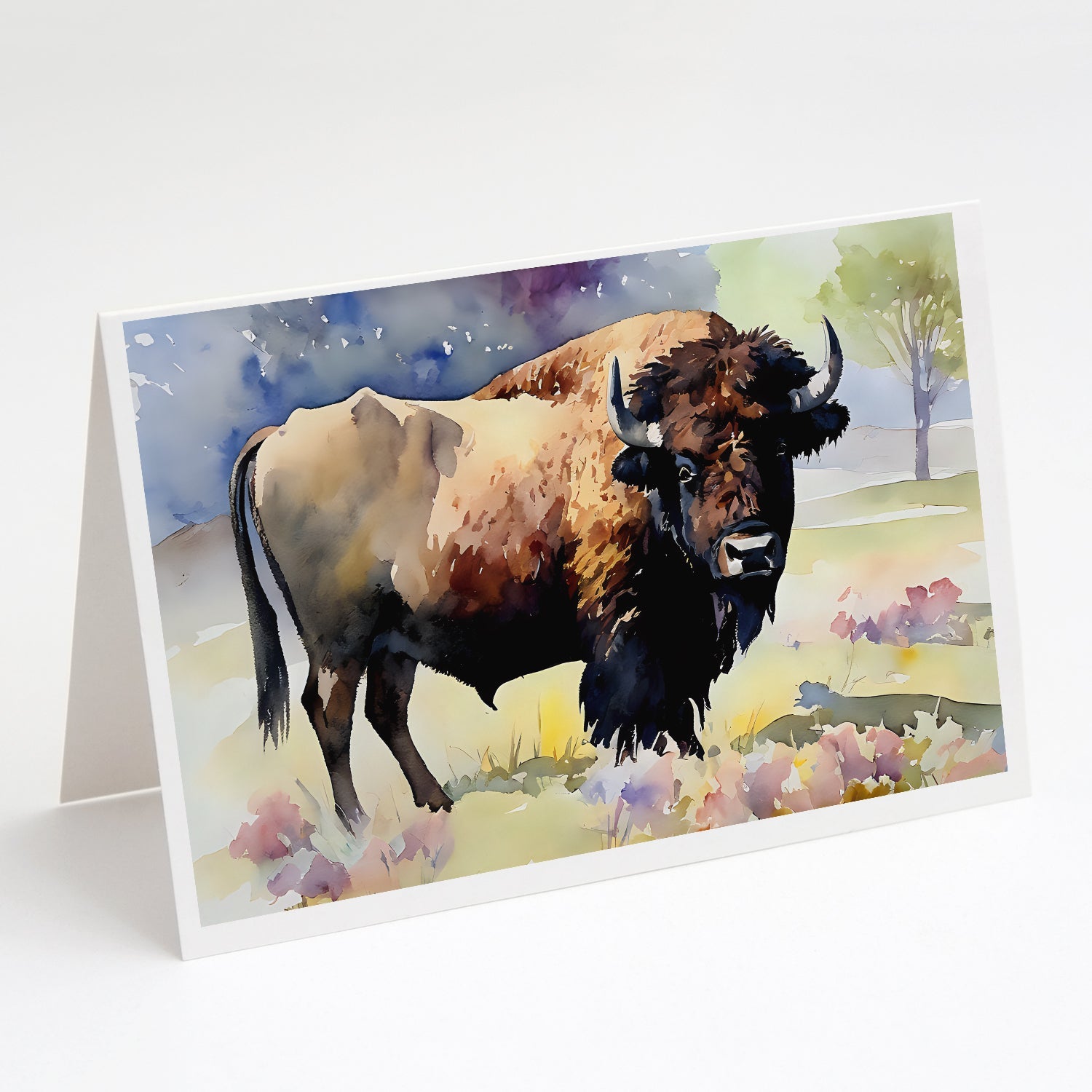American Bison Greeting Cards Pack of 8 Blank Cards with Envelopes Whimsical A7 Size 5x7