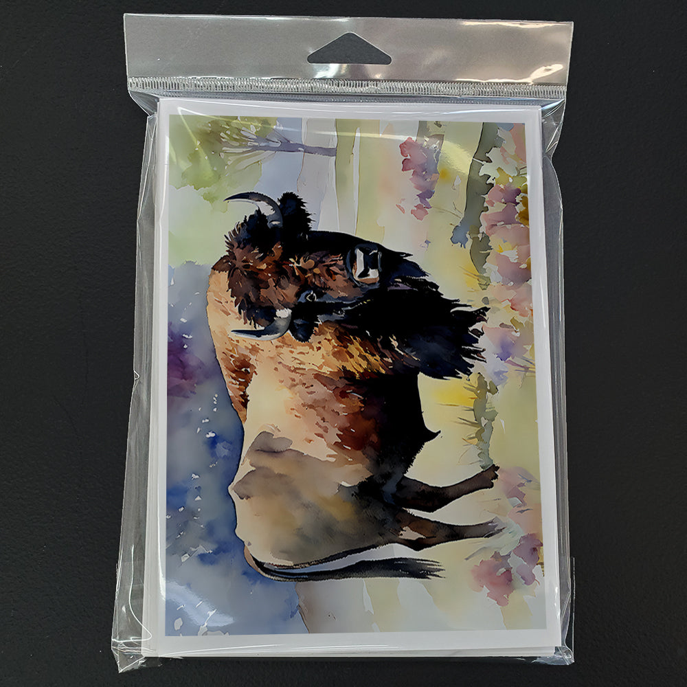 American Bison Greeting Cards Pack of 8 Blank Cards with Envelopes Whimsical A7 Size 5x7
