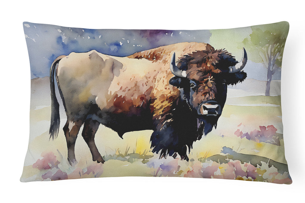 American Bison Decorative Throw Pillow 12x16 Indoor Outdoor Accent Cushion, Fabric Cover with Insert for Sofa, Bed, Porch & Living Room