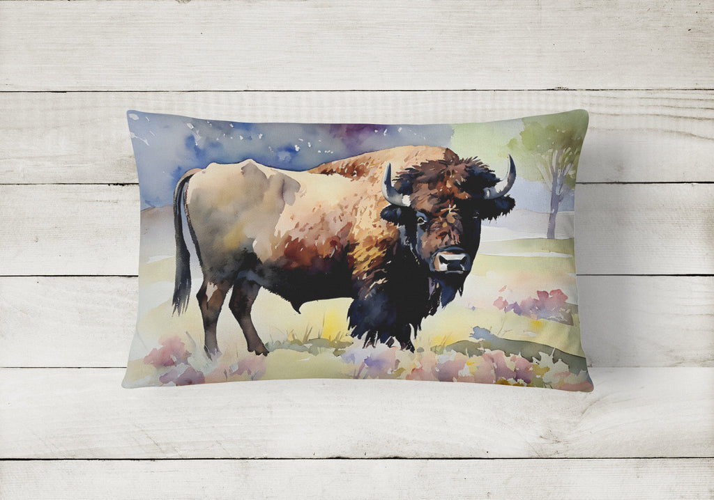 American Bison Decorative Throw Pillow 12x16 Indoor Outdoor Accent Cushion, Fabric Cover with Insert for Sofa, Bed, Porch & Living Room