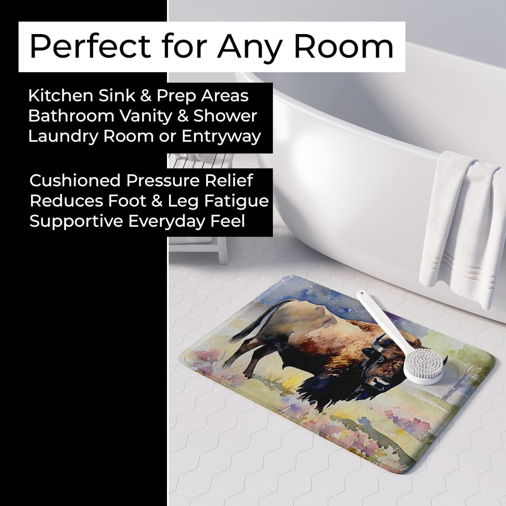 American Bison Memory Foam Kitchen Mat Machine Washable Anti-Fatigue Cushion Comfort Bath or Kitchen Rug