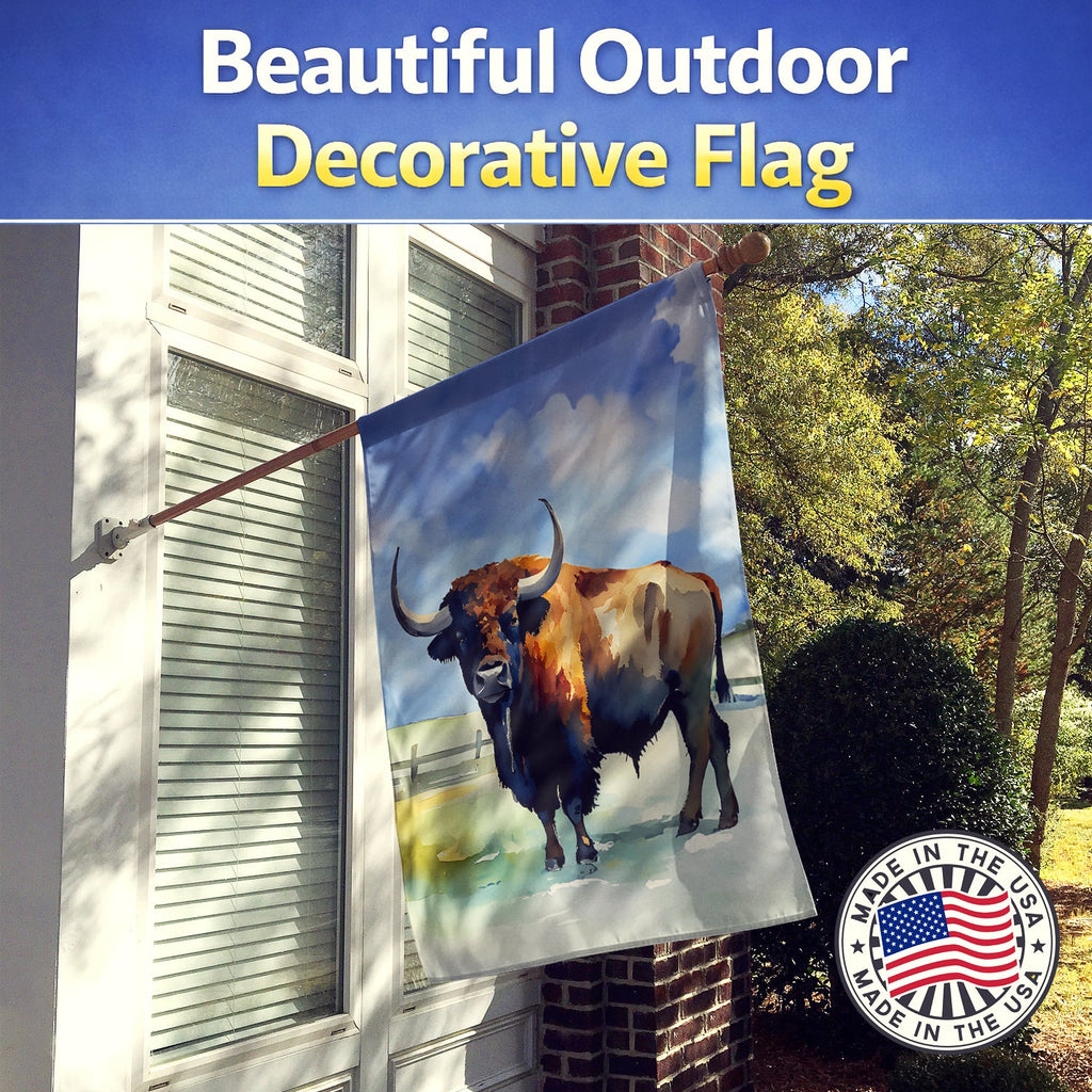 American Bison House Flag 28x40 Porch Sleeve Pole Decorative Outside Yard Banner Artwork Wall Hanging, Polyester