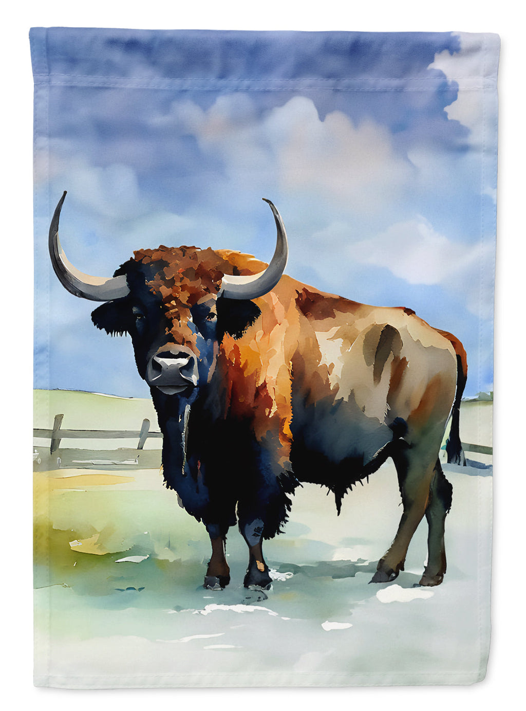 American Bison House Flag 28x40 Porch Sleeve Pole Decorative Outside Yard Banner Artwork Wall Hanging, Polyester