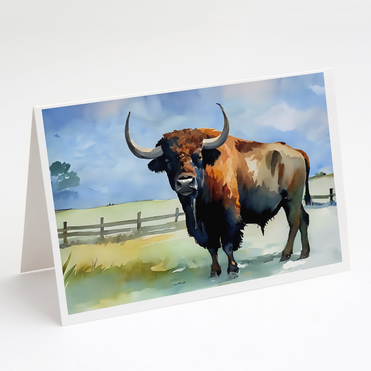 American Bison Greeting Cards Pack of 8 Blank Cards with Envelopes Whimsical A7 Size 5x7