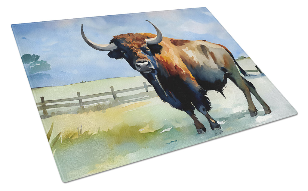 American Bison Cutting Board Tempered Glass Kitchen Cutting Surface, Heat Resistant Chopping, Non-Slip Feet, Food Prep & Serving