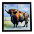 American Bison Framed Metal Print Bathroom, Kitchen, Office, Home Decor Wall Art Ready to Hang, Square, 8X8