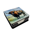 American Bison PU Leather Note Paper Holder with Artist-Designed Cover, Desk Accessory, Office Gift