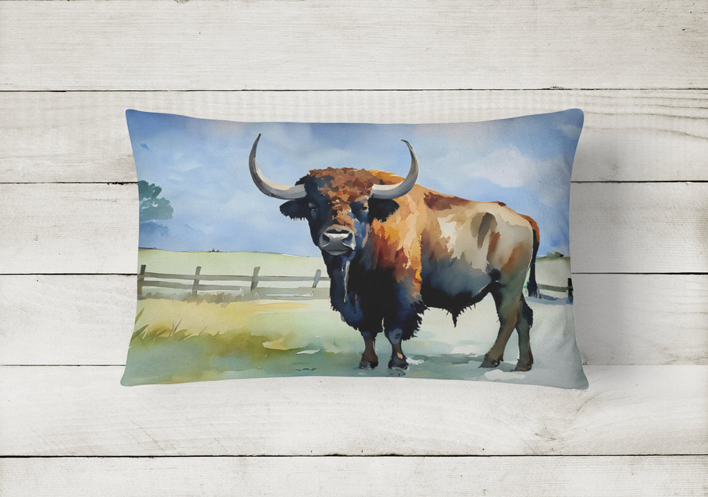 American Bison Decorative Throw Pillow 12x16 Indoor Outdoor Accent Cushion, Fabric Cover with Insert for Sofa, Bed, Porch & Living Room
