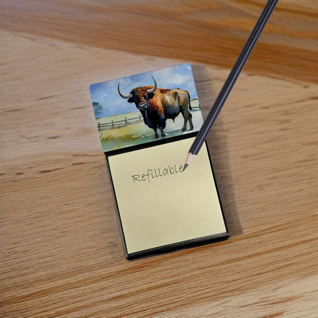 American Bison Watercolor Sticky Note Holder Refillable Dispenser Desk Accessory 3x3 Pad Gift