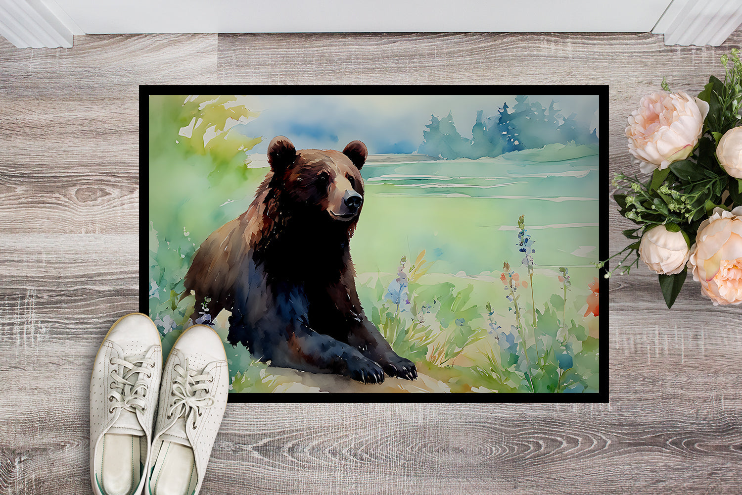 American Black Bear Doormat Indoor Outdoor 18H X 27W Front Door Mat Rugs for Entryway, Non Slip Washable