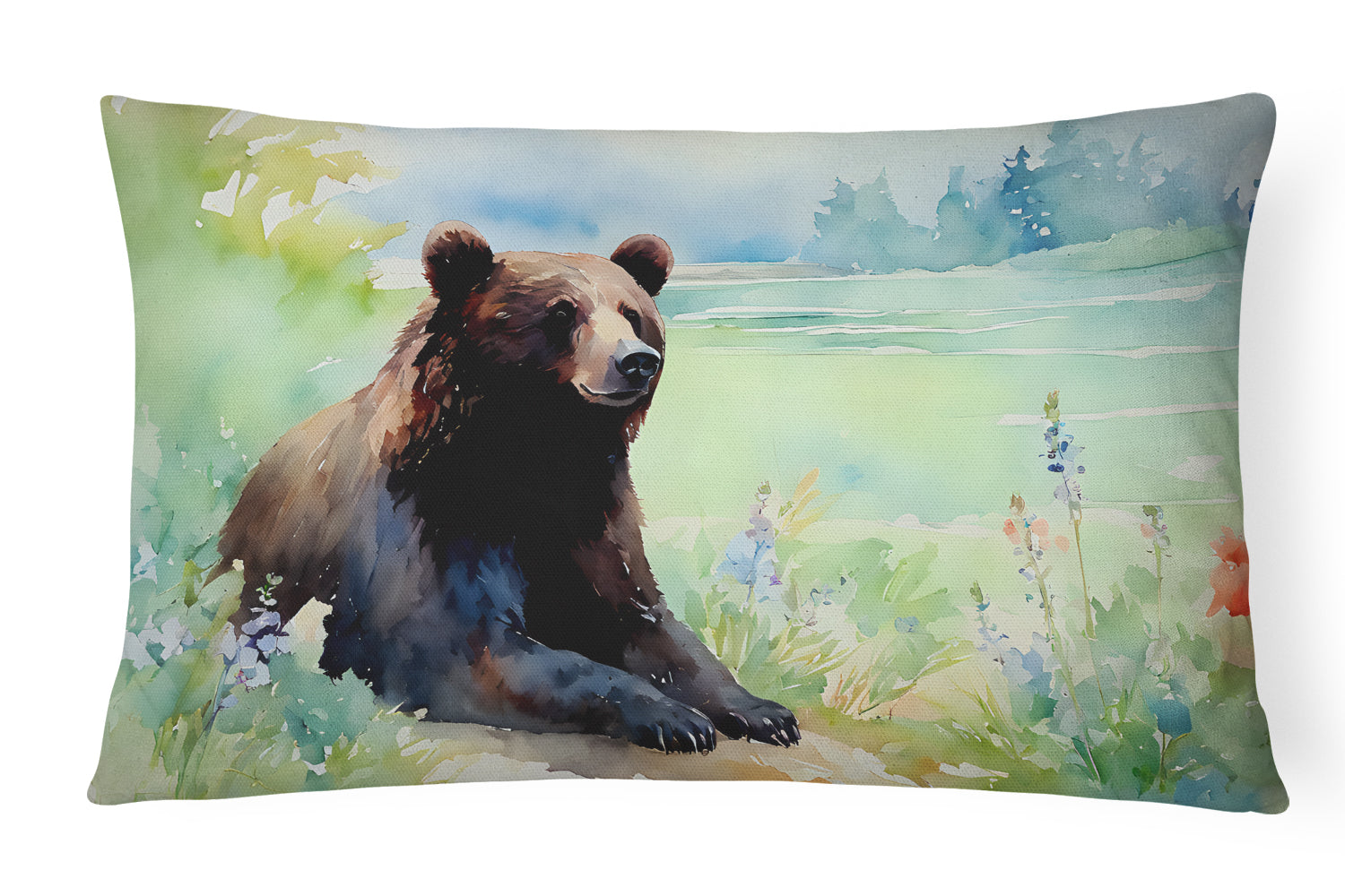 American Black Bear Decorative Throw Pillow 12x16 Indoor Outdoor Accent Cushion, Fabric Cover with Insert for Sofa, Bed, Porch & Living Room