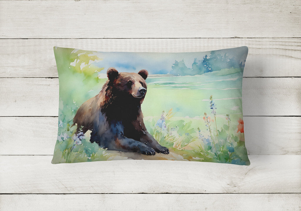 American Black Bear Decorative Throw Pillow 12x16 Indoor Outdoor Accent Cushion, Fabric Cover with Insert for Sofa, Bed, Porch & Living Room