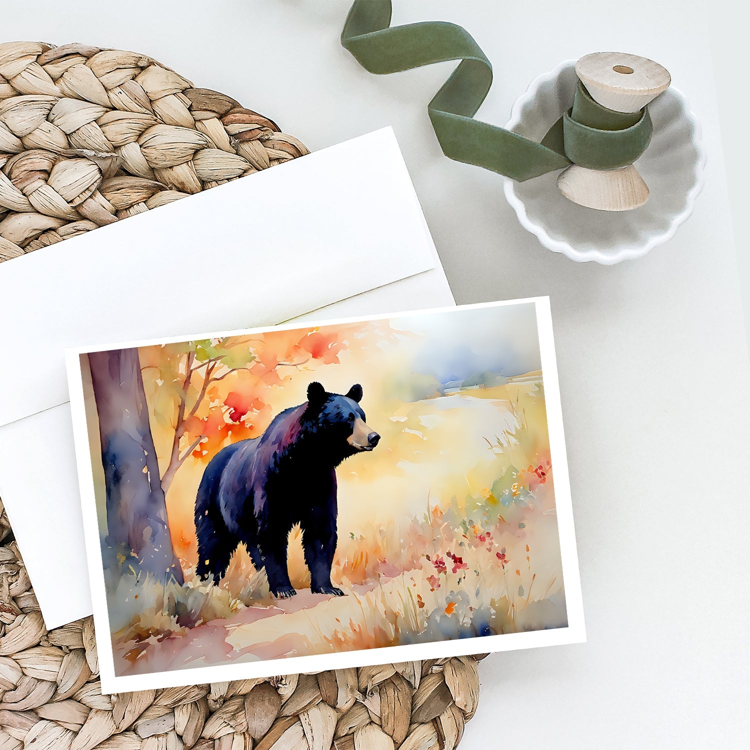 American Black Bear Greeting Cards Pack of 8 Blank Cards with Envelopes Whimsical A7 Size 5x7