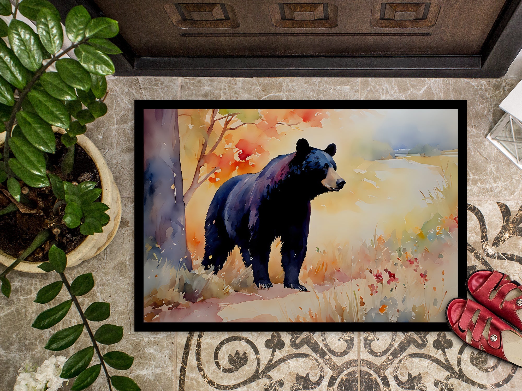 American Black Bear Doormat Indoor Outdoor 18H X 27W Front Door Mat Rugs for Entryway, Non Slip Washable