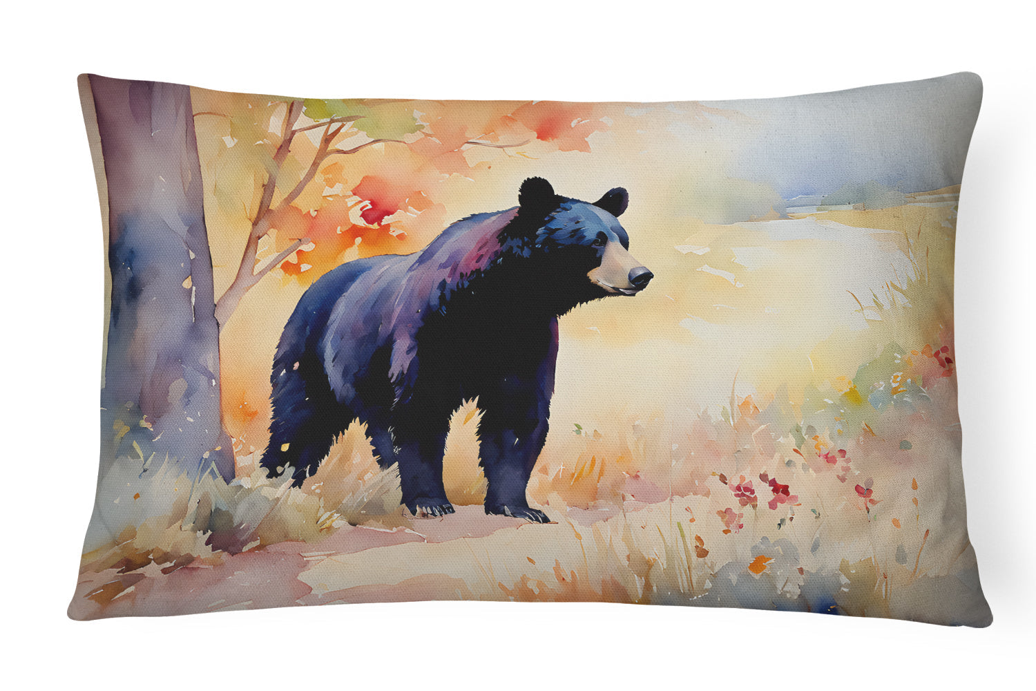 American Black Bear Decorative Throw Pillow 12x16 Indoor Outdoor Accent Cushion, Fabric Cover with Insert for Sofa, Bed, Porch & Living Room