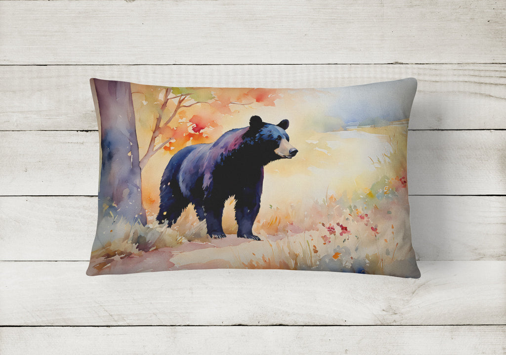 American Black Bear Decorative Throw Pillow 12x16 Indoor Outdoor Accent Cushion, Fabric Cover with Insert for Sofa, Bed, Porch & Living Room