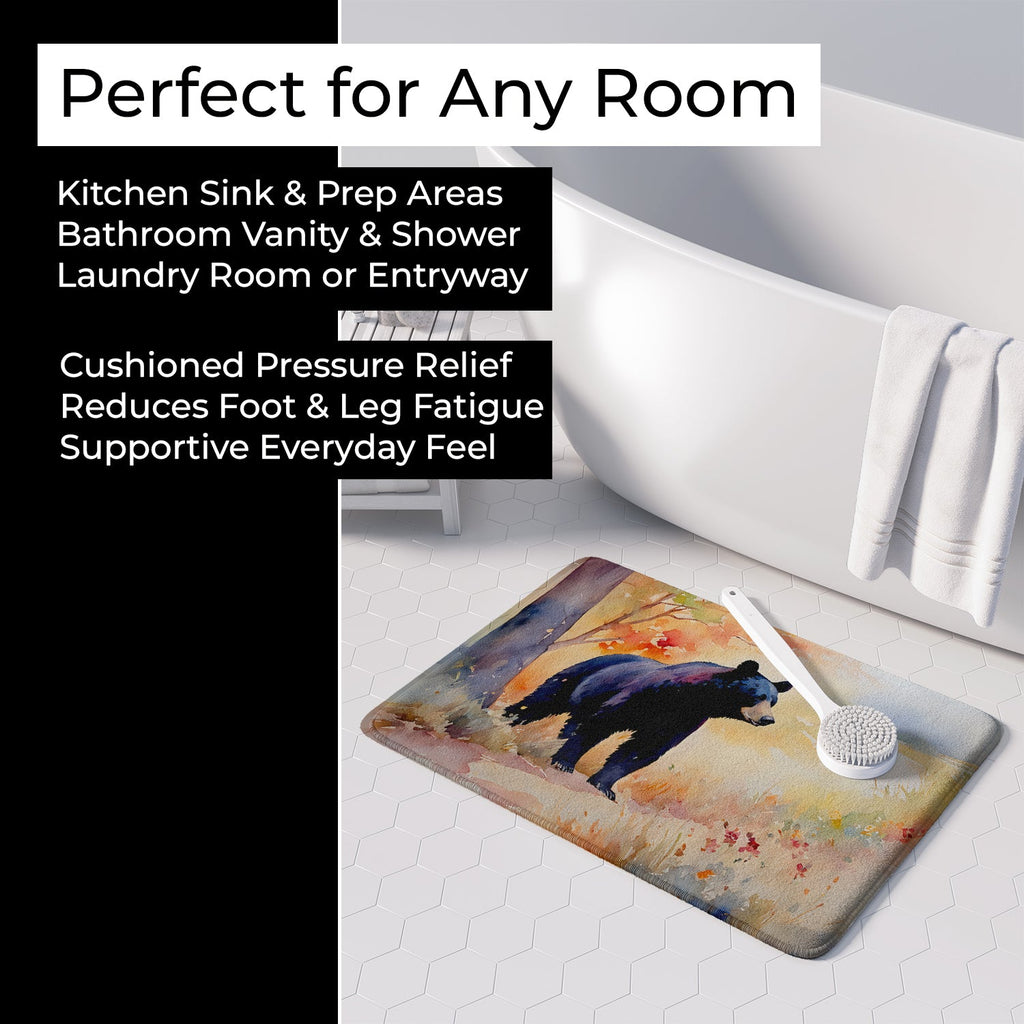American Black Bear Memory Foam Kitchen Mat Machine Washable Anti-Fatigue Cushion Comfort Bath or Kitchen Rug