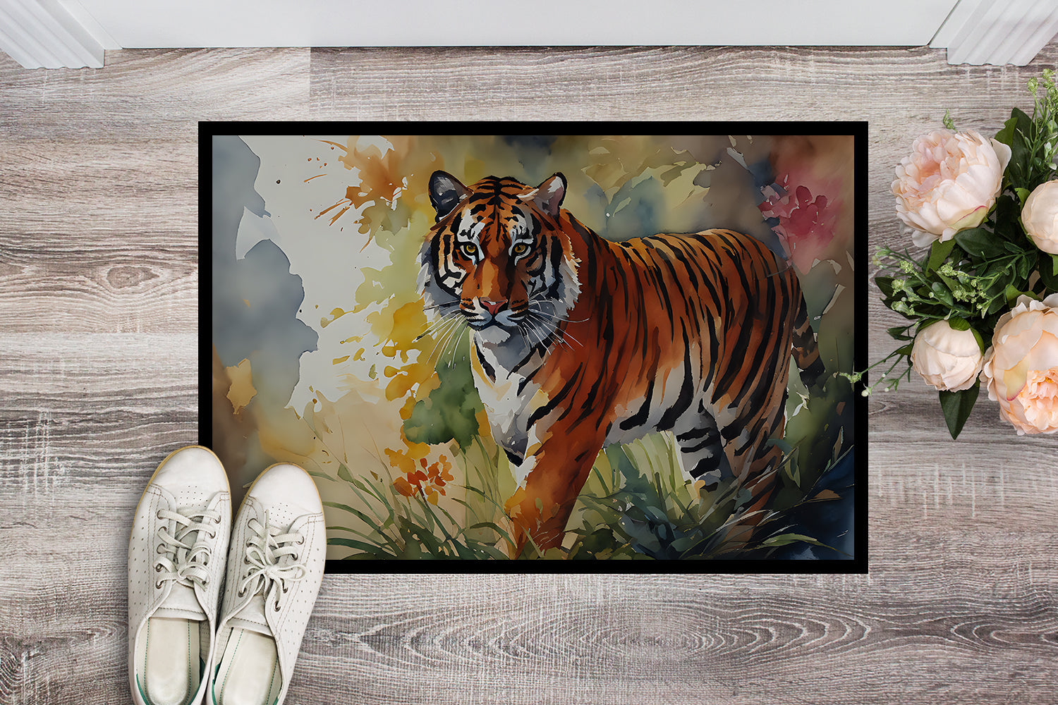 Bengal Tiger Doormat Indoor Outdoor 24H X 36W Front Door Mat Rugs for Entryway, Non Slip Washable Low Pile,