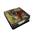 Bengal Tiger PU Leather Note Paper Holder with Artist-Designed Cover, Desk Accessory, Office Gift